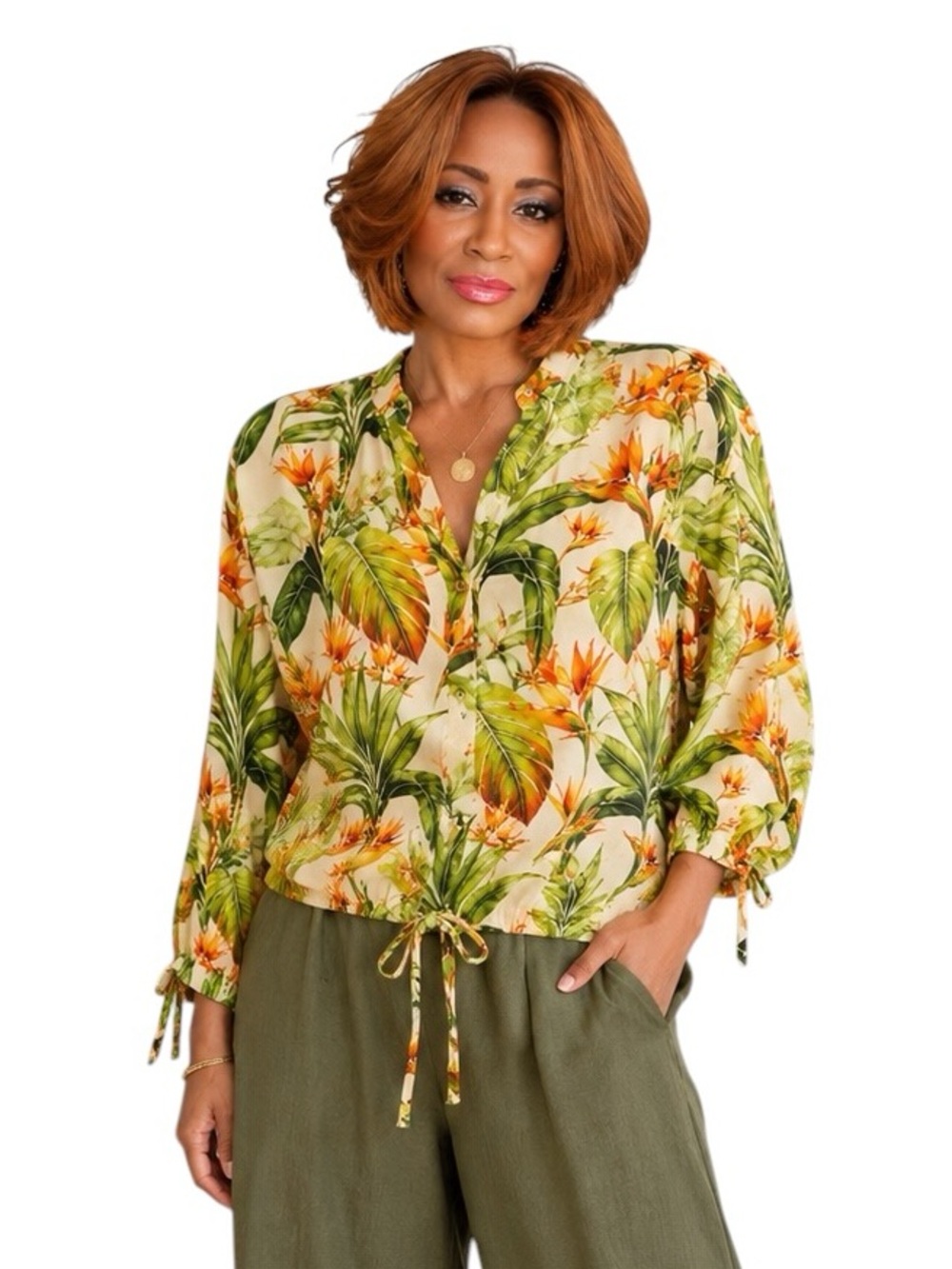 MARC NEW YORK Jeans NWT Tropical Floral Tie Front Crop Top Women’s XL